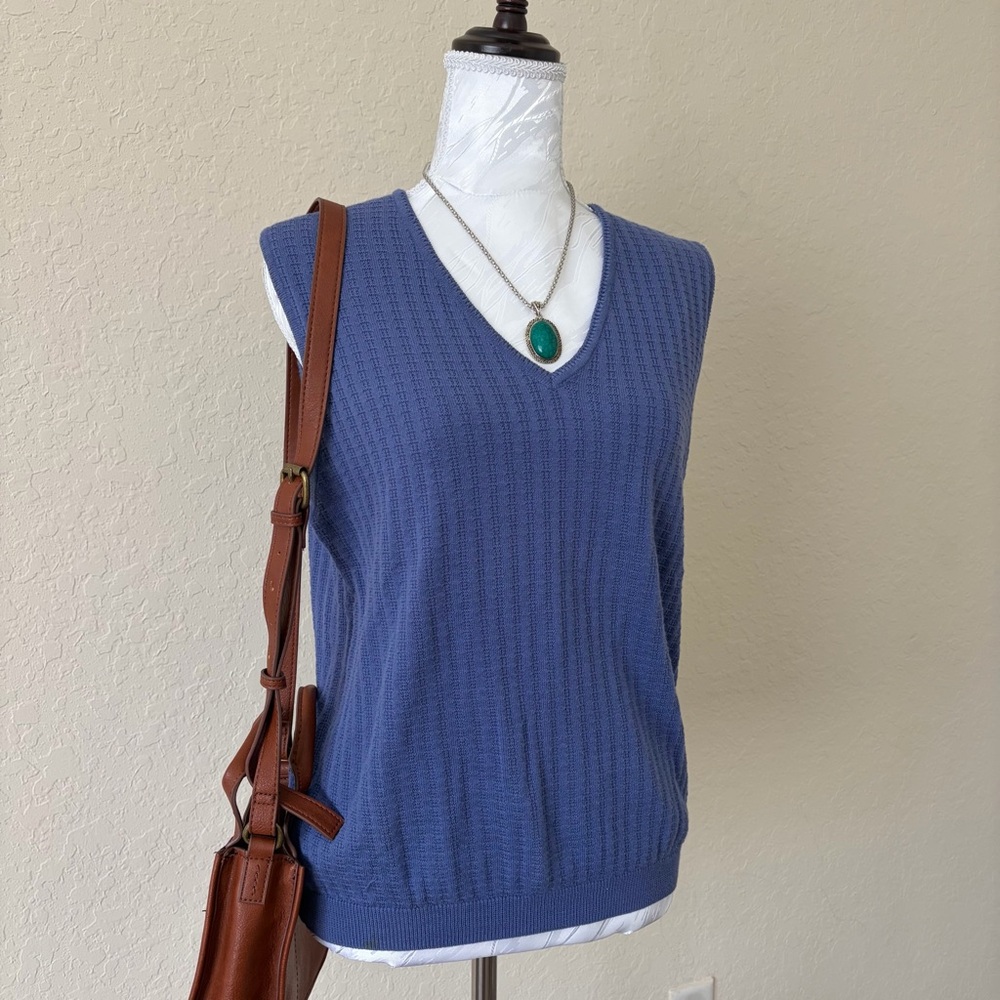 Cutter‎ & Buck Womens Periwinkle Textured Sweater Vest XL Preppy Spring Layer